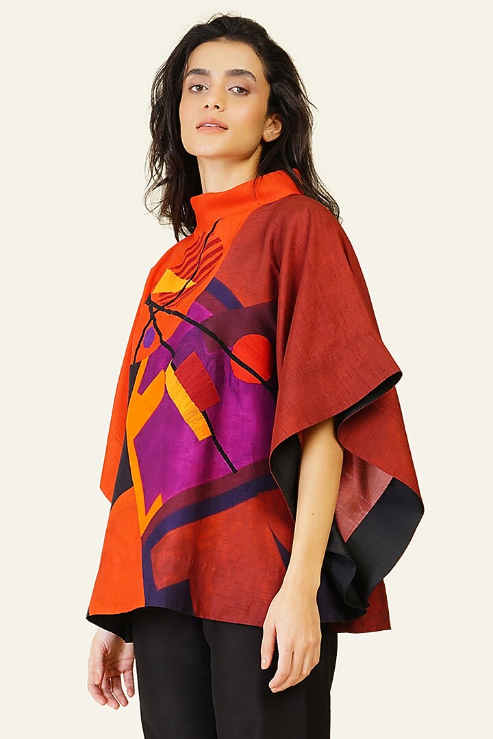 Multi-Colored Blended Silk Digital Printed Top by TAIKA by Poonam Bhagat at Pernia's Pop Up Shop