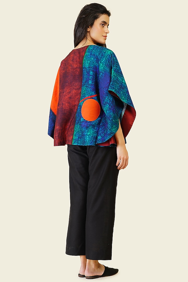 Multi-Colored Blended Silk Digital Printed Top by TAIKA by Poonam Bhagat at Pernia's Pop Up Shop