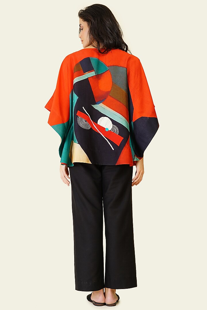 Multi-Colored Blended Silk Digital Printed Top by TAIKA by Poonam Bhagat at Pernia's Pop Up Shop