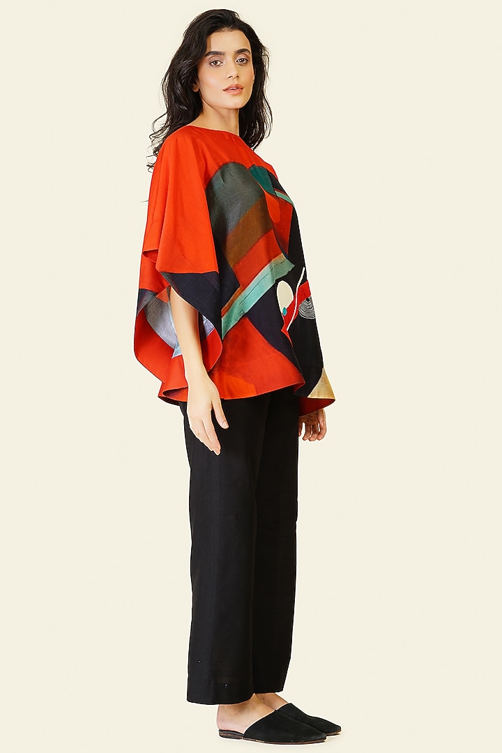 Multi-Colored Blended Silk Digital Printed Top by TAIKA by Poonam Bhagat at Pernia's Pop Up Shop