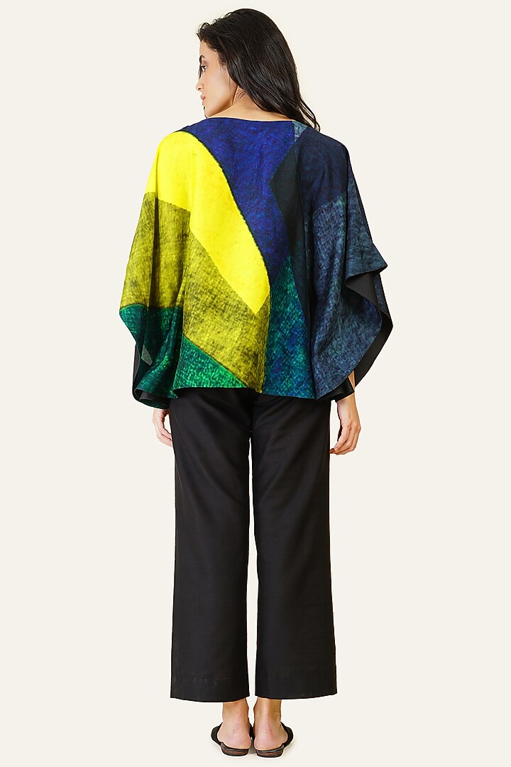 Multi-Colored Blended Silk Digital Printed Top by TAIKA by Poonam Bhagat at Pernia's Pop Up Shop
