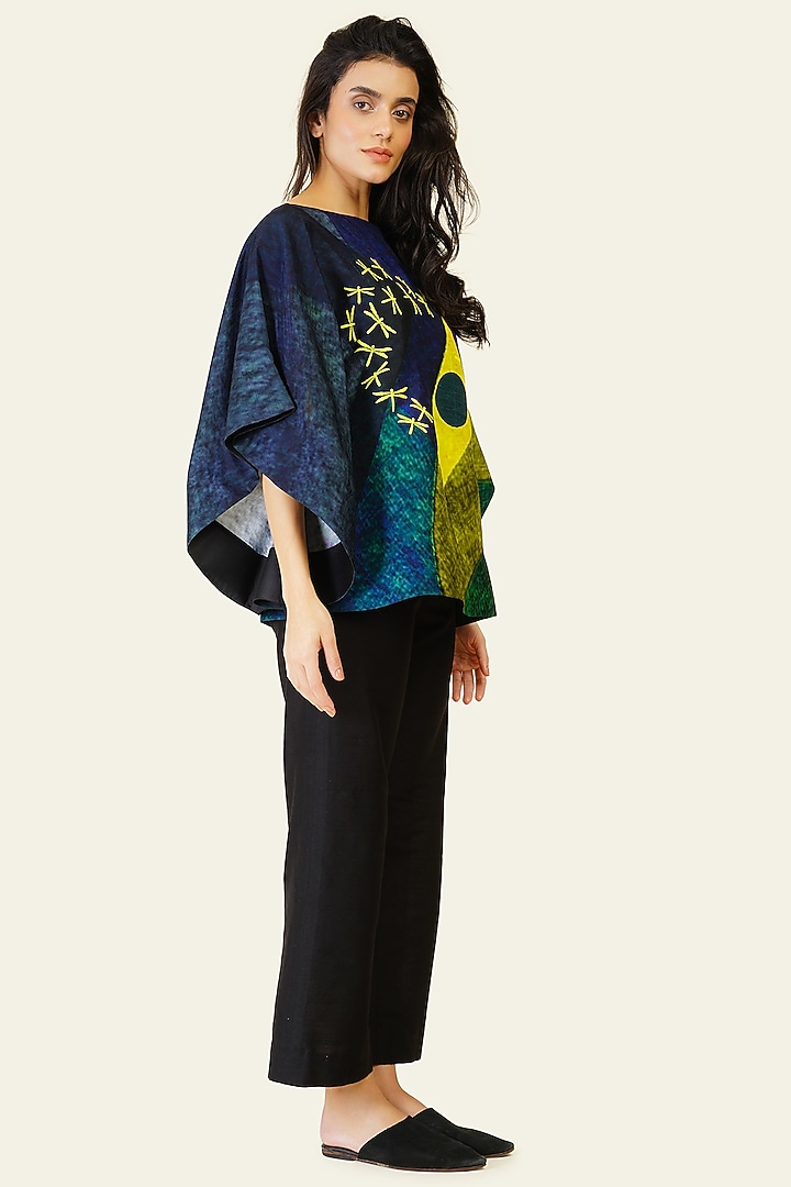 Multi-Colored Blended Silk Digital Printed Top by TAIKA by Poonam Bhagat at Pernia's Pop Up Shop