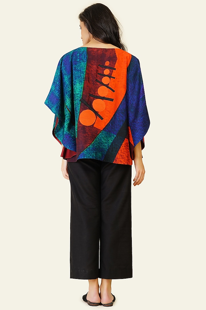 Multi-Colored Blended Silk Digital Printed Top by TAIKA by Poonam Bhagat at Pernia's Pop Up Shop
