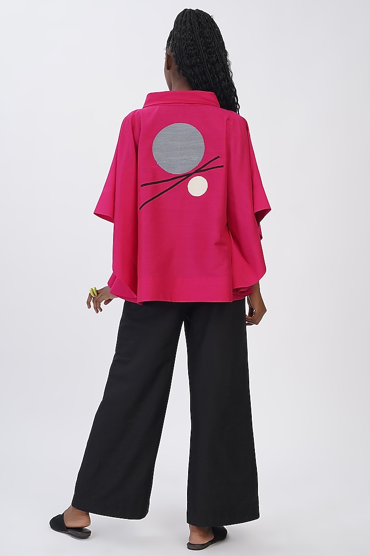 Hot Pink Cotton Silk Embroidered Top by TAIKA by Poonam Bhagat at Pernia's Pop Up Shop