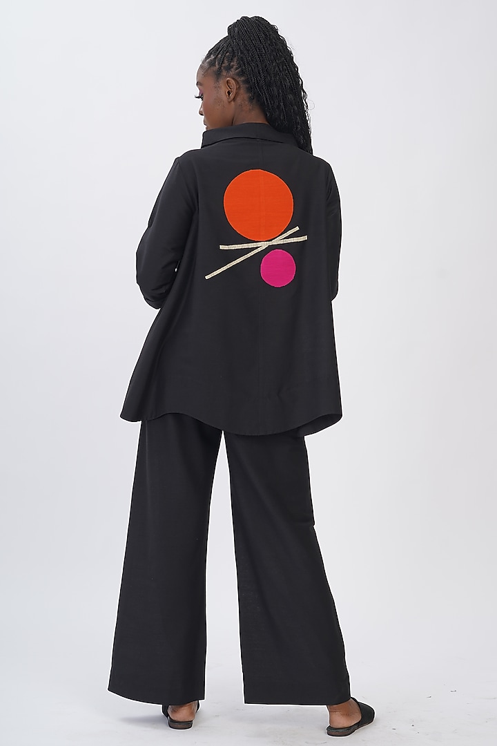 Black Cotton Silk Embroidered Top by TAIKA by Poonam Bhagat at Pernia's Pop Up Shop