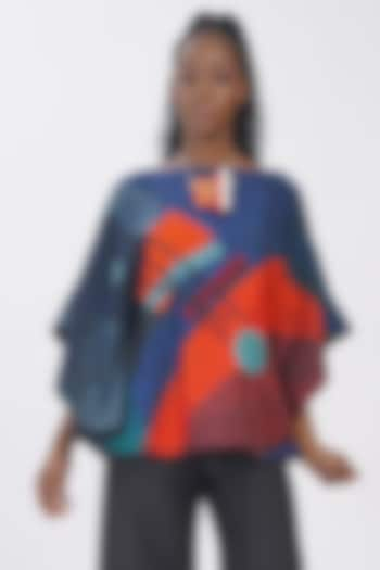 Multi-Colored Blended Silk Printed & Embroidered Top by TAIKA by Poonam Bhagat at Pernia's Pop Up Shop