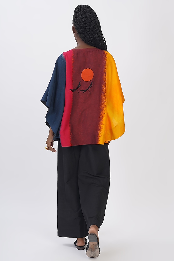 Multi-Colored Blended Silk Printed & Embroidered Top by TAIKA by Poonam Bhagat at Pernia's Pop Up Shop
