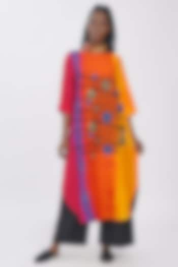 Multi-Colored Blended Silk Printed & Embroidered Tunic by TAIKA by Poonam Bhagat at Pernia's Pop Up Shop