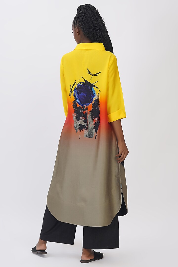 Multi-Colored Blended Silk Printed & Embroidered Tunic by TAIKA by Poonam Bhagat at Pernia's Pop Up Shop
