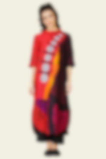 Multi-Colored Blended Silk Printed & Embroidered Tunic Dress by TAIKA by Poonam Bhagat at Pernia's Pop Up Shop