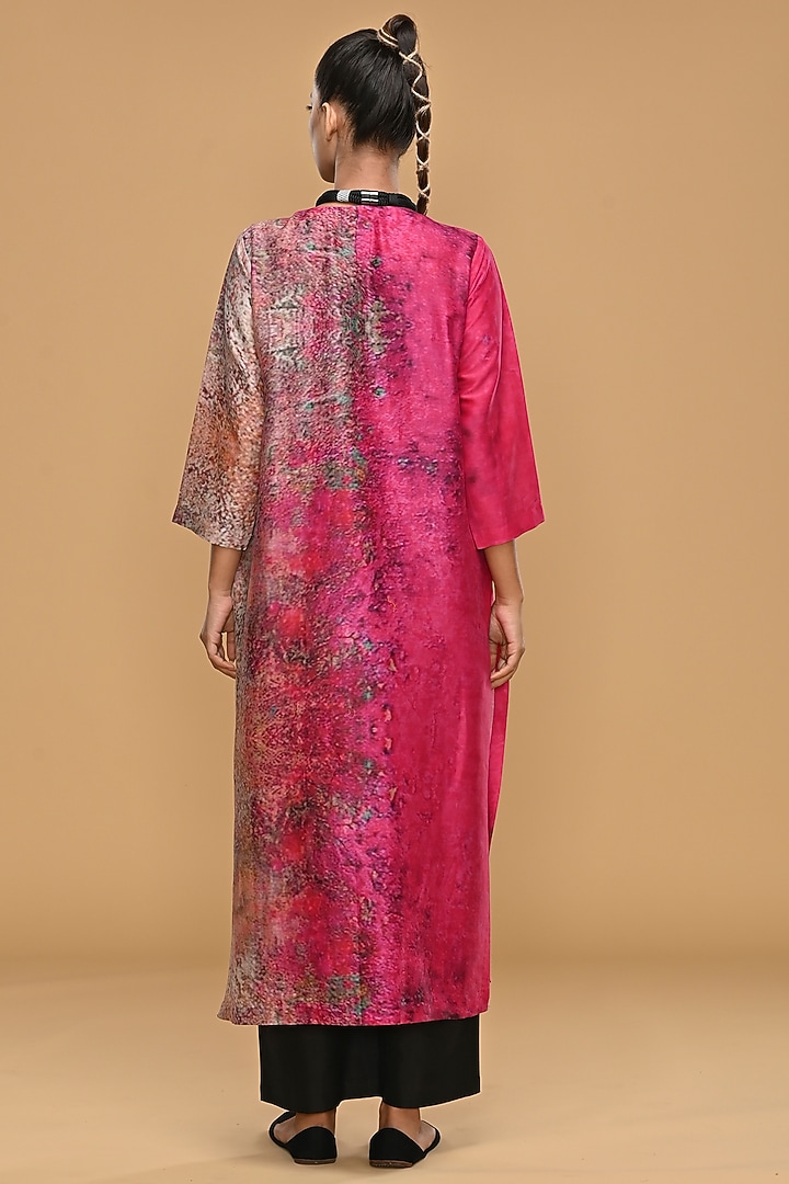 Ruby & Cream Blended Silk Printed Tunic Set by Taika By Poonam Bhagat at Pernia's Pop Up Shop