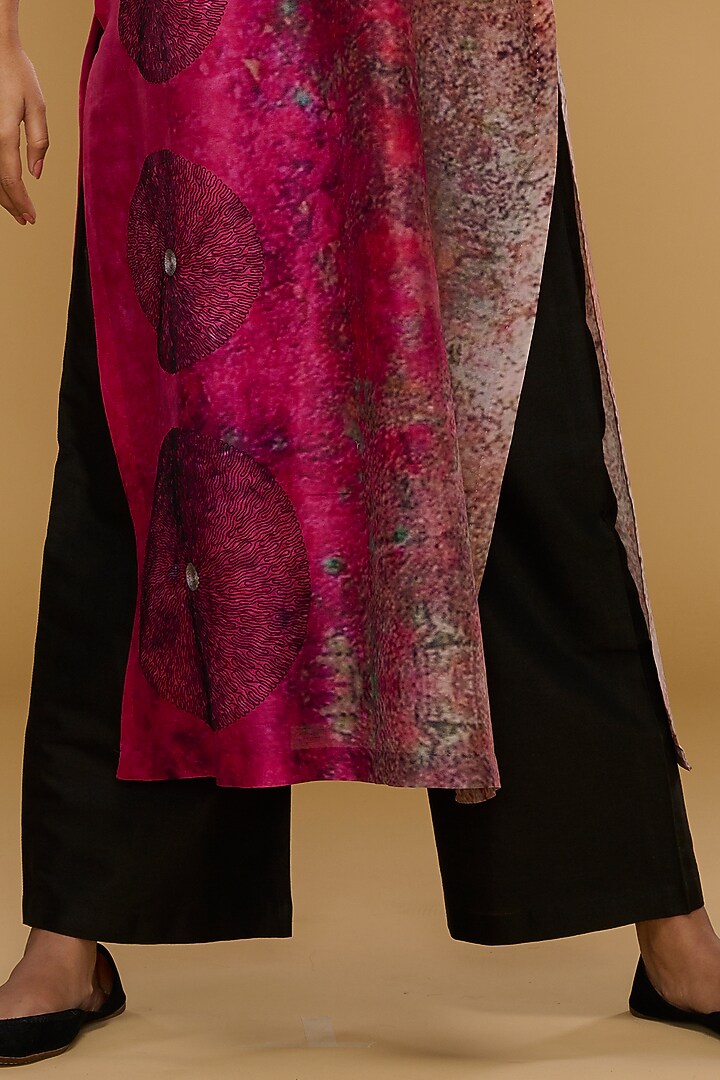 Ruby & Cream Blended Silk Printed Tunic Set by Taika By Poonam Bhagat at Pernia's Pop Up Shop