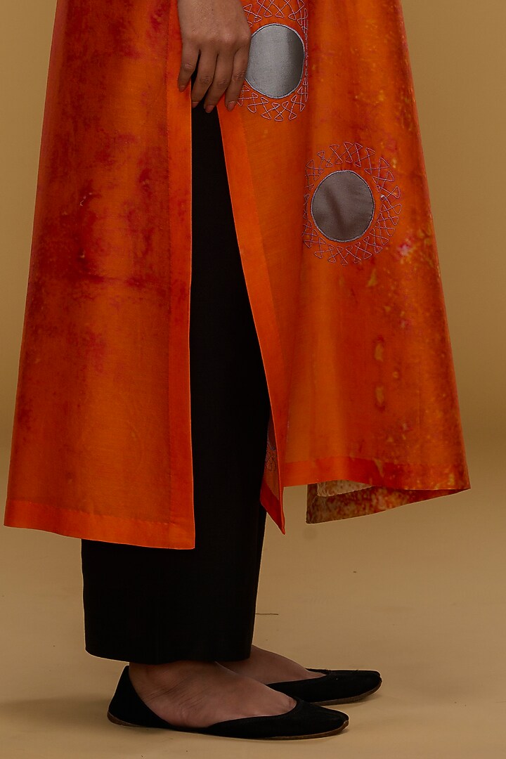 Orange & Cream Blended Silk Printed Tunic Set by Taika By Poonam Bhagat at Pernia's Pop Up Shop