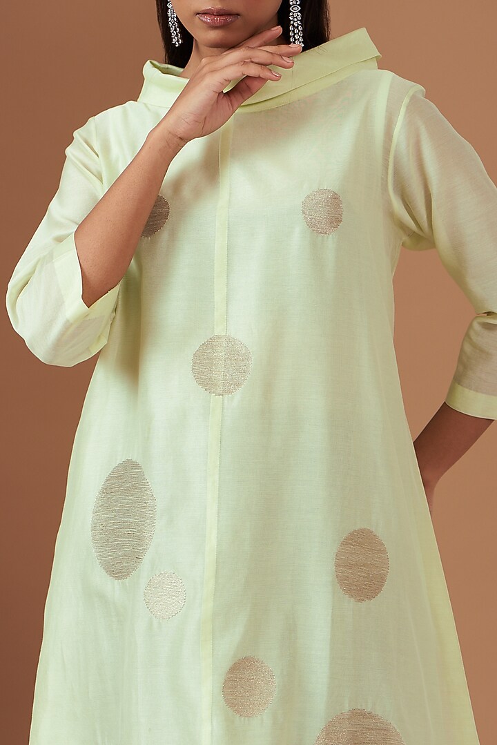 Mint Chanderi Embroidered Vacation Dress by TAIKA by Poonam Bhagat at Pernia's Pop Up Shop