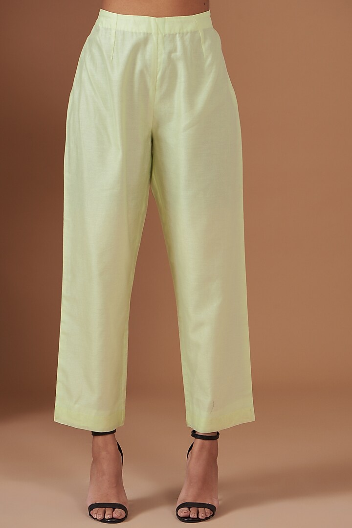 Pale Mint Chanderi Kurta Set by TAIKA by Poonam Bhagat at Pernia's Pop Up Shop