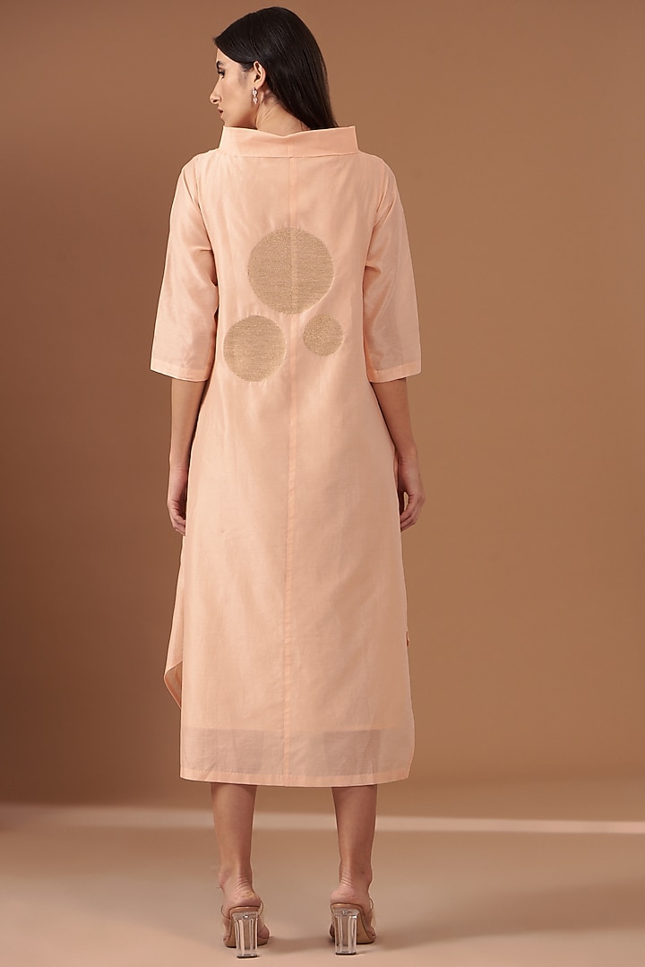Blush Pink Chanderi Embroidered Vacation Dress by TAIKA by Poonam Bhagat at Pernia's Pop Up Shop