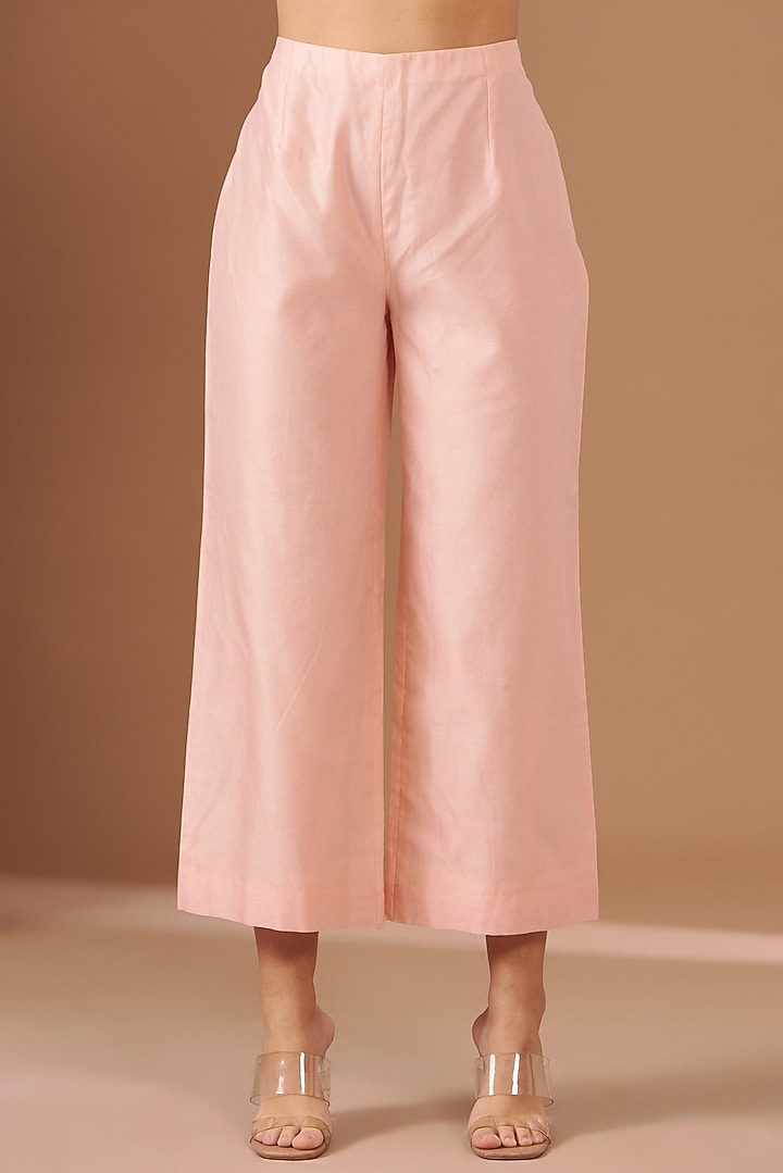 Blush Pink Chanderi Embroidered Tunic Set by TAIKA by Poonam Bhagat at Pernia's Pop Up Shop
