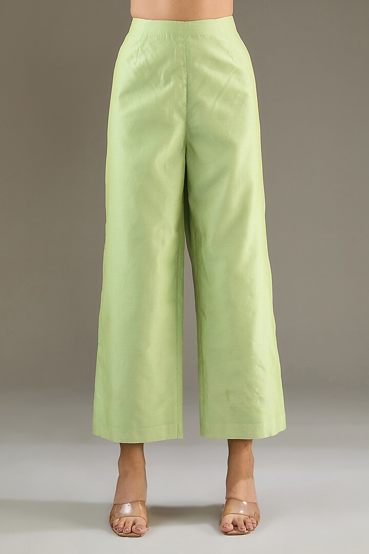 Lime Green Chanderi Sequins Hand Embroidered Tunic Set by TAIKA by Poonam Bhagat at Pernia's Pop Up Shop