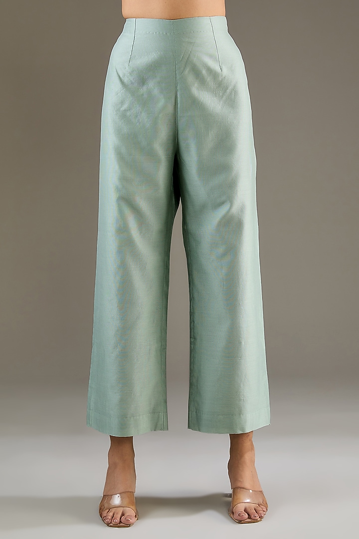Mint Green Chanderi Sequins Hand Embroidered Tunic Set by TAIKA by Poonam Bhagat at Pernia's Pop Up Shop