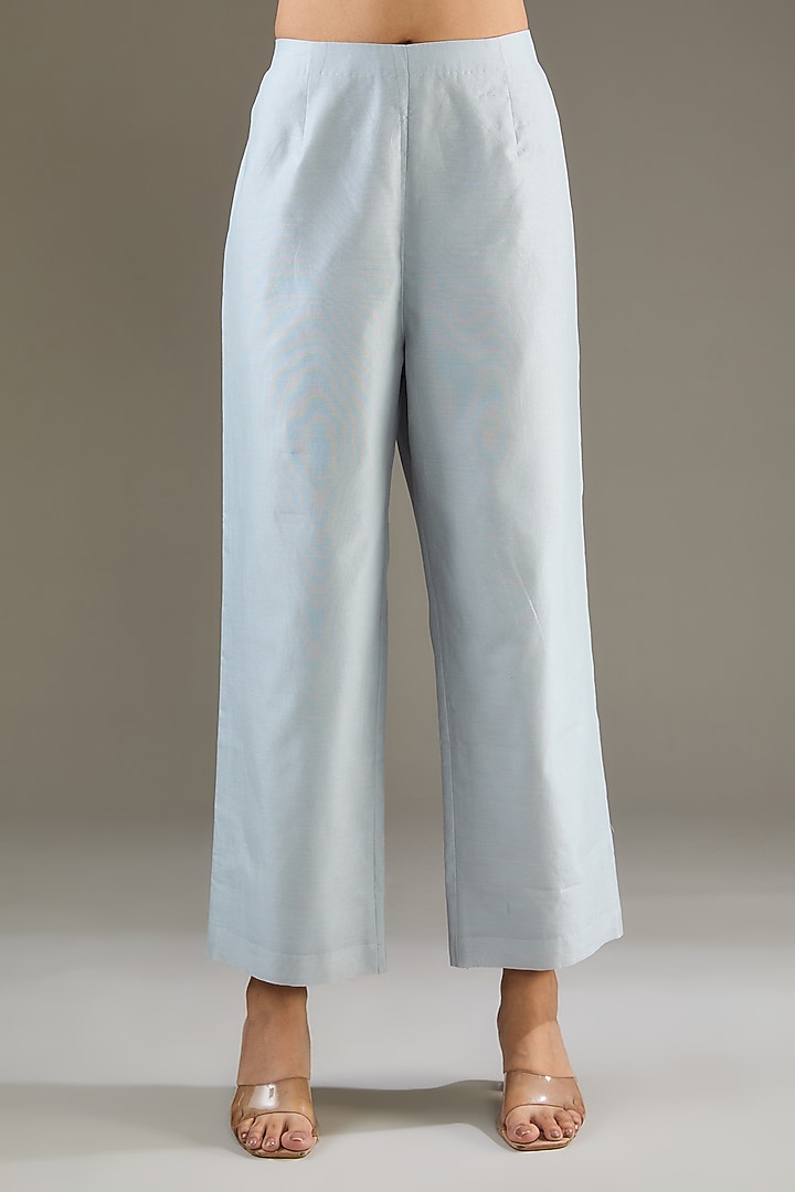 Powder Blue Chanderi Sequins Hand Embroidered Tunic Set by TAIKA by Poonam Bhagat at Pernia's Pop Up Shop
