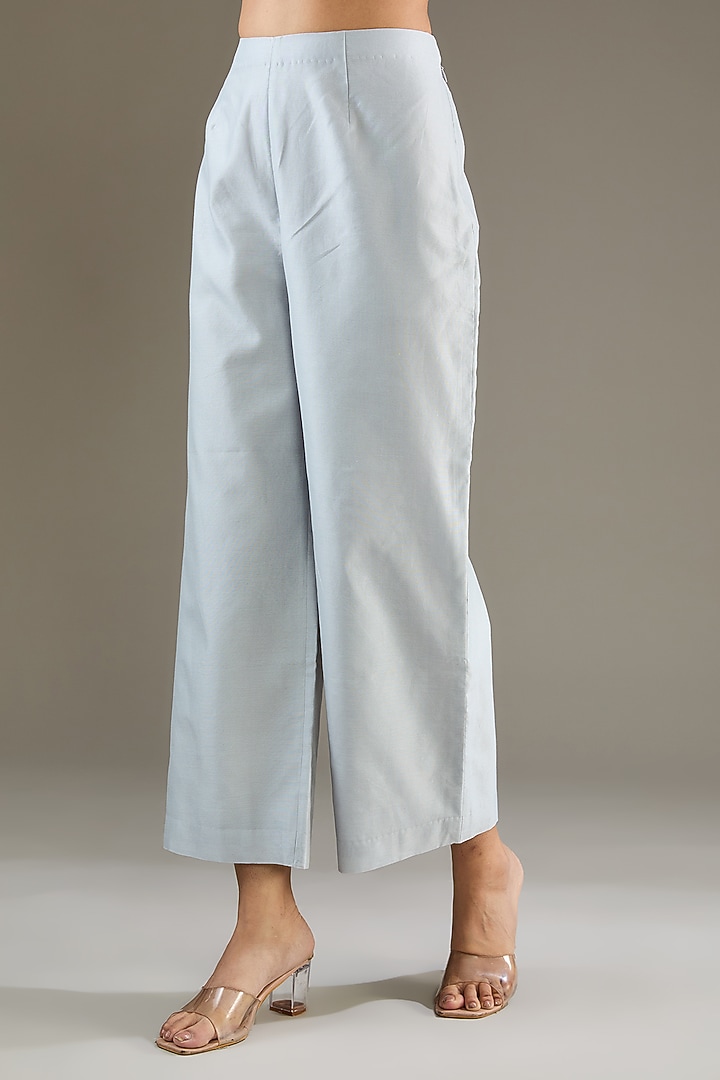 Powder Blue Chanderi Zardosi Hand Embroidered Tunic Set by TAIKA by Poonam Bhagat at Pernia's Pop Up Shop
