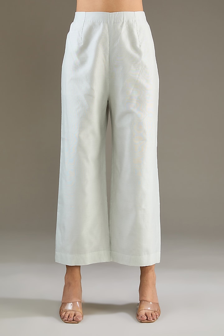Pale Grey Chanderi Sequins Hand Embroidered Tunic Set by TAIKA by Poonam Bhagat at Pernia's Pop Up Shop