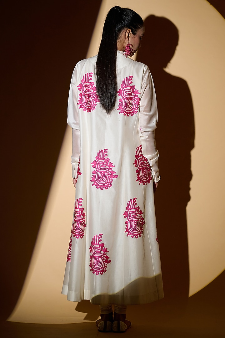 Ivory Chanderi Wedding Anarkali Set With Embroidery by Taika By Poonam Bhagat at Pernia's Pop Up Shop
