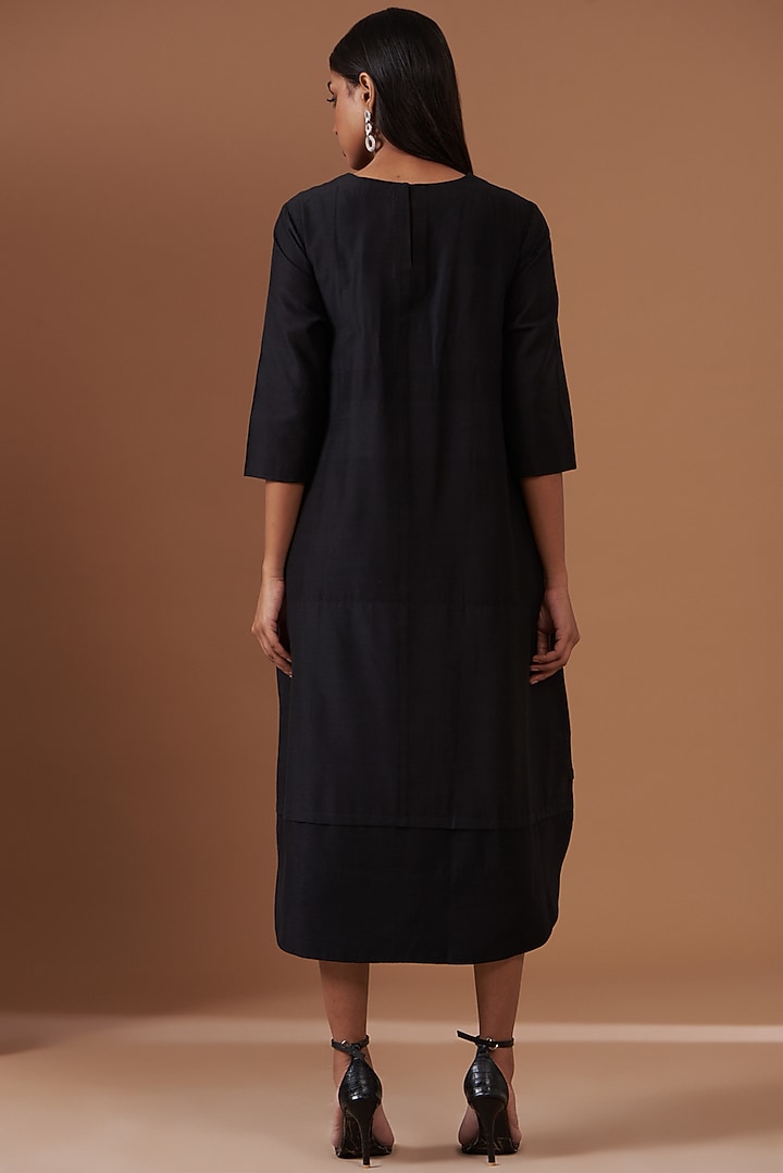 Black Blended Silk Embroidered Vacation Dress by TAIKA by Poonam Bhagat at Pernia's Pop Up Shop