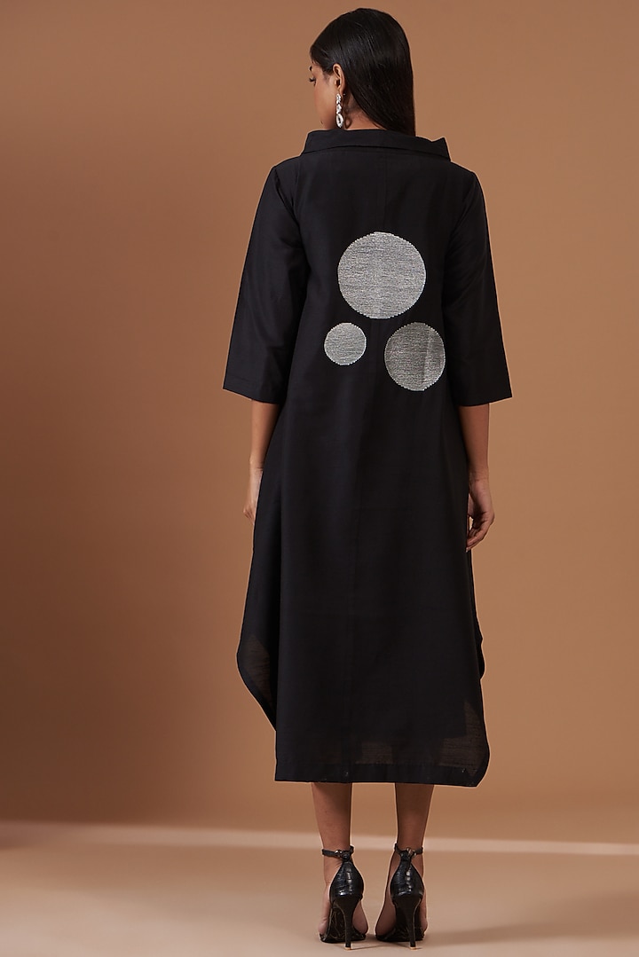 Black Chanderi Embroidered Vacation Dress by TAIKA by Poonam Bhagat at Pernia's Pop Up Shop