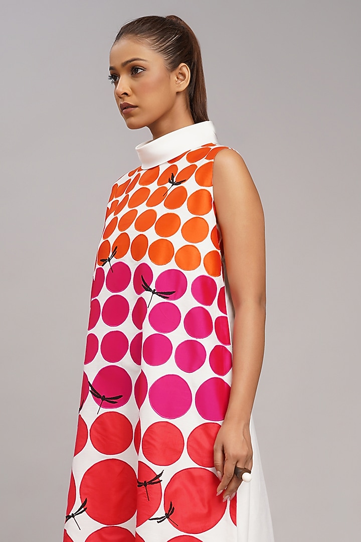 Ivory Chanderi Machine Embroidered Tunic Set by Taika By Poonam Bhagat at Pernia's Pop Up Shop