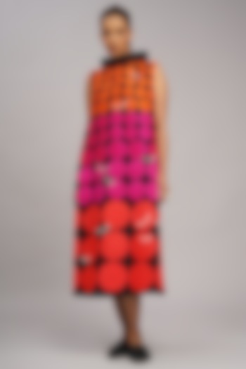 Black Chanderi Machine Embroidered Vacation Dress by Taika By Poonam Bhagat at Pernia's Pop Up Shop