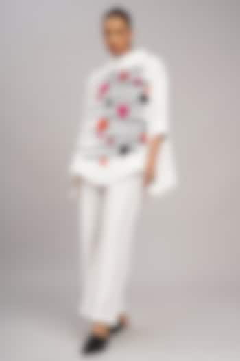 Ivory Cotton Silk Machine Embroidered Top by Taika By Poonam Bhagat at Pernia's Pop Up Shop