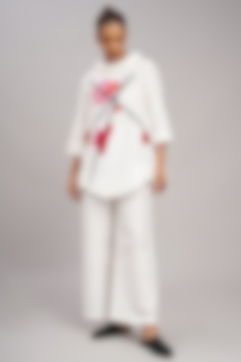 Ivory Cotton Silk Machine Embroidered Top by Taika By Poonam Bhagat at Pernia's Pop Up Shop