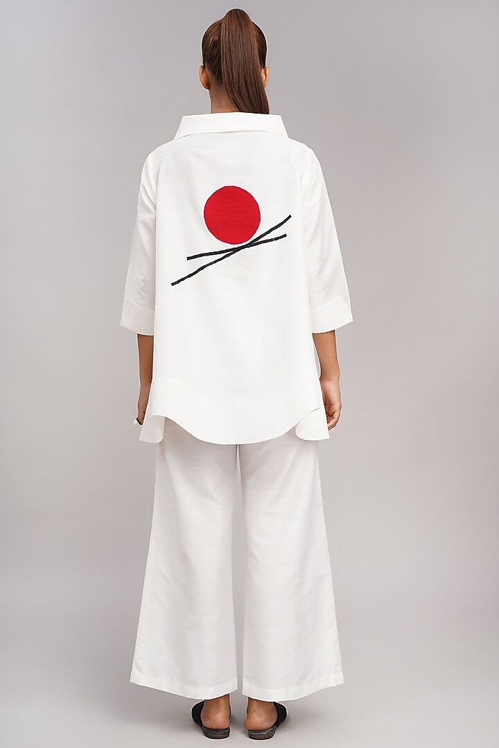 Ivory Cotton Silk Machine Embroidered Top by Taika By Poonam Bhagat at Pernia's Pop Up Shop