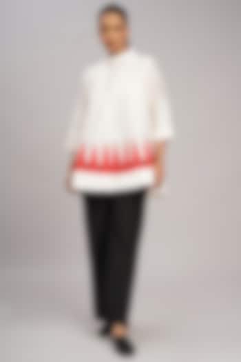 Ivory Chanderi Machine Embroidered Top by Taika By Poonam Bhagat at Pernia's Pop Up Shop