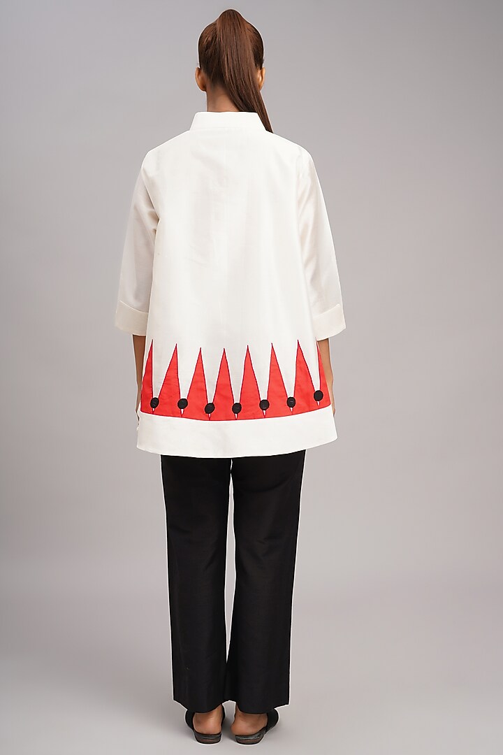 Ivory Chanderi Machine Embroidered Top by Taika By Poonam Bhagat at Pernia's Pop Up Shop