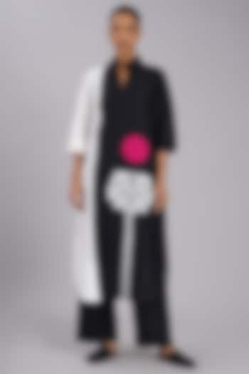 Black & White Cotton Silk Machine Embroidered Tunic Set by Taika By Poonam Bhagat at Pernia's Pop Up Shop