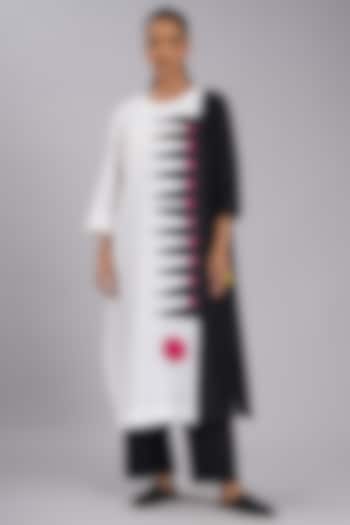 Black & White Cotton Silk Machine Embroidered Tunic Set by Taika By Poonam Bhagat at Pernia's Pop Up Shop