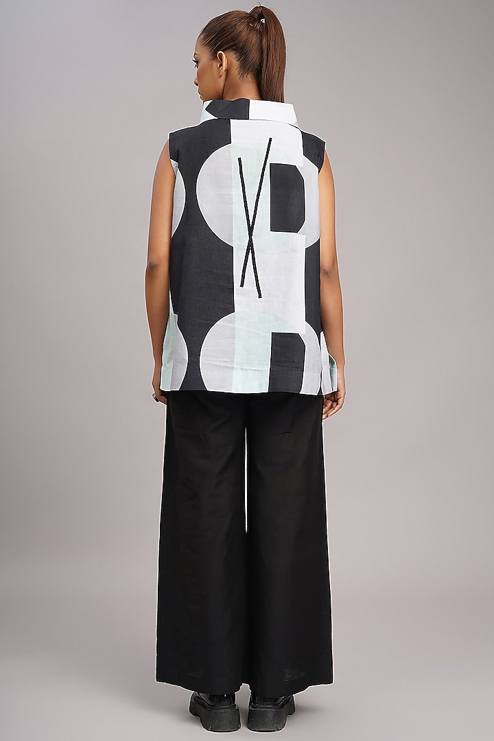 Multi-Colored Linen Printed & Embroidered Top by Taika By Poonam Bhagat at Pernia's Pop Up Shop