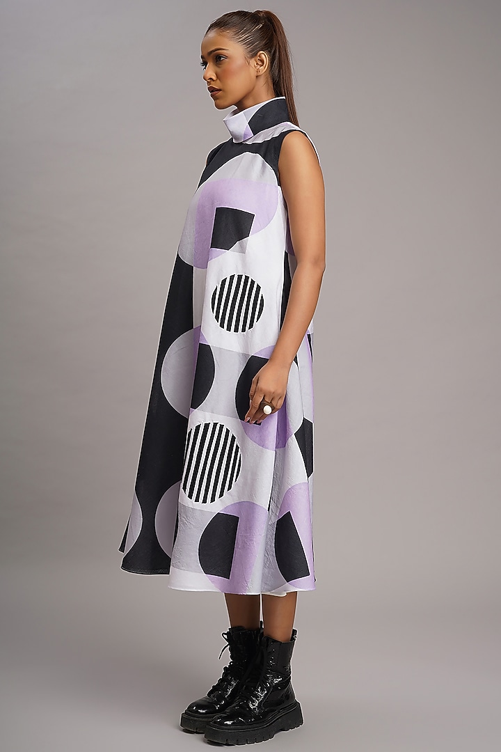 Multi-Colored Linen Printed & Embroidered Vacation Dress by Taika By Poonam Bhagat at Pernia's Pop Up Shop