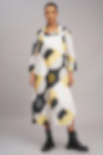 Multi-Colored Linen Printed & Embroidered Vacation Dress by Taika By Poonam Bhagat at Pernia's Pop Up Shop