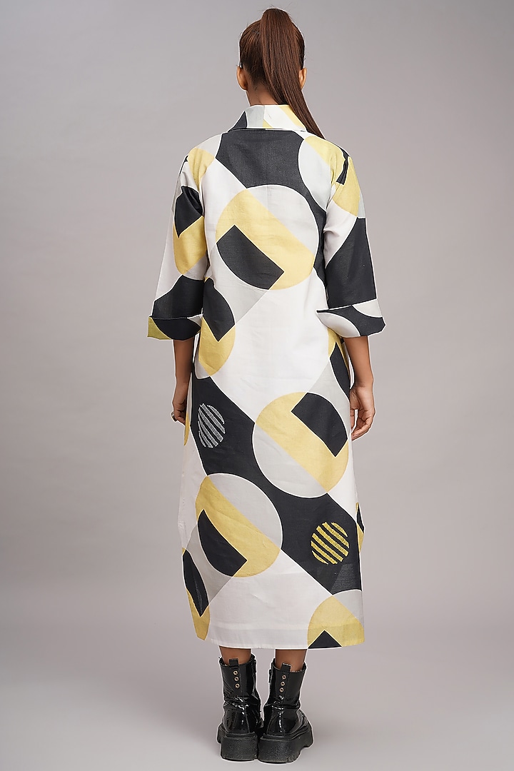 Multi-Colored Linen Printed & Embroidered Vacation Dress by Taika By Poonam Bhagat at Pernia's Pop Up Shop