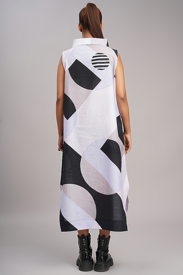 Multi-Colored Linen Printed & Embroidered Vacation Dress by Taika By Poonam Bhagat at Pernia's Pop Up Shop
