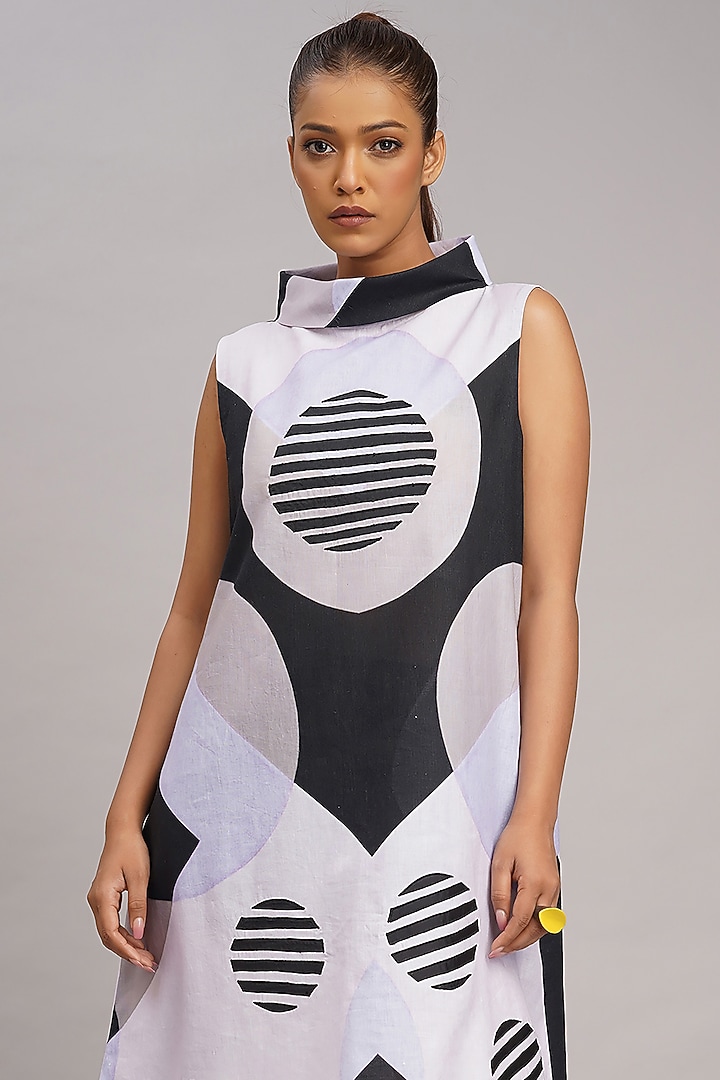 Multi-Colored Linen Printed & Embroidered Vacation Dress by Taika By Poonam Bhagat at Pernia's Pop Up Shop