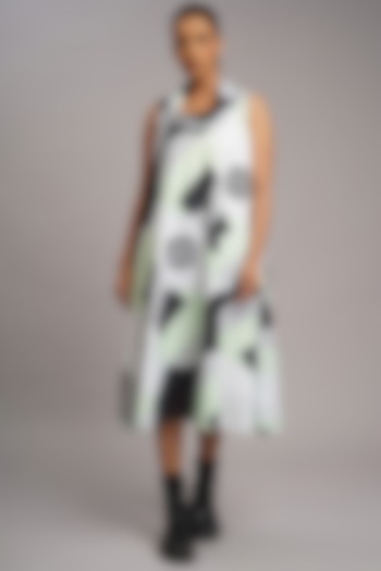 Multi-Colored Linen Printed & Embroidered Vacation Dress by Taika By Poonam Bhagat at Pernia's Pop Up Shop