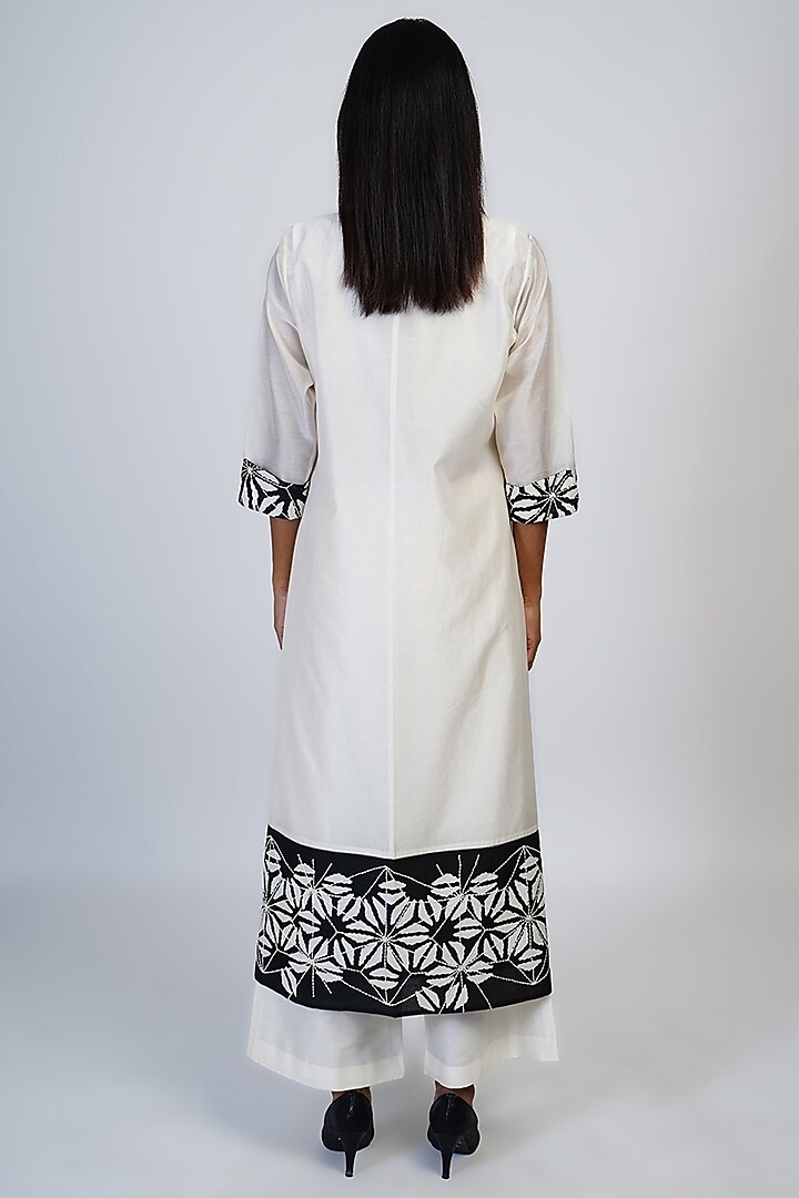 Ivory & Black Embroidered Tunic Set by Taika By Poonam Bhagat at Pernia's Pop Up Shop