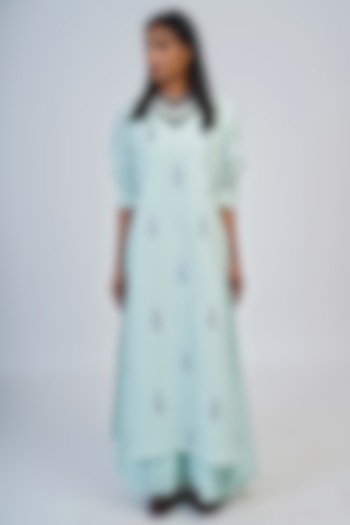 Pale Aqua Embroidered Tunic by Taika By Poonam Bhagat