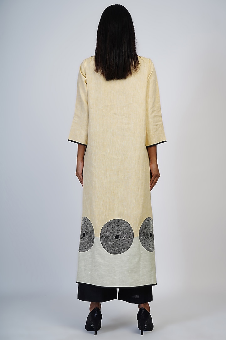 Lemon Yellow & Pale Lime Embroidered Tunic Set by Taika By Poonam Bhagat at Pernia's Pop Up Shop