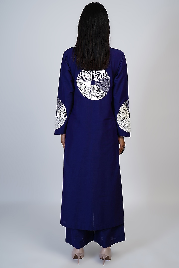 Cobalt Blue Embroidered Tunic Set by Taika By Poonam Bhagat at Pernia's Pop Up Shop