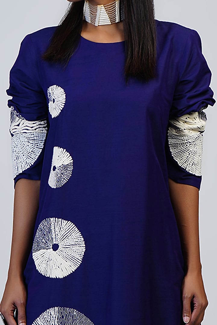 Cobalt Blue Embroidered Tunic Set by Taika By Poonam Bhagat at Pernia's Pop Up Shop